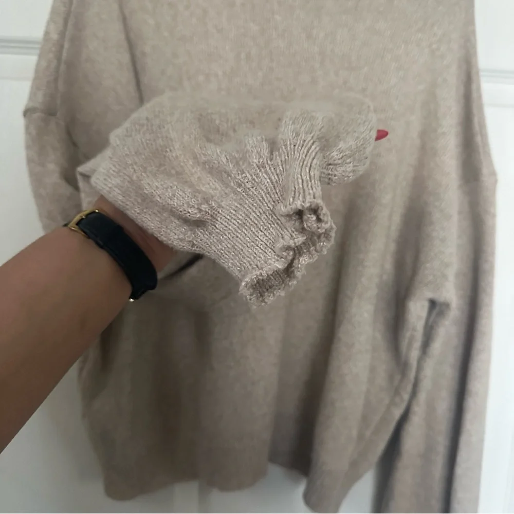 French style loose fit long sleeve knit sweater in color apricot | M - Picture 5 of 7